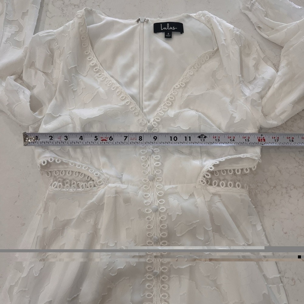 Lulu's All Over Floral Cut Out Button Mini Bridal Wedding Bachelorette Dress S - Picture 8 of 9